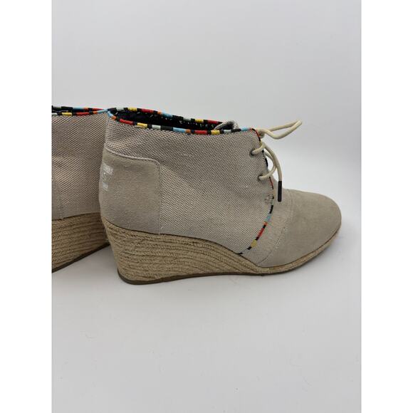 TOMS Women’s Whisper Burlap Suede Natural Desert Wedge Ankle Boots | Size 12 - Picture 10 of 16